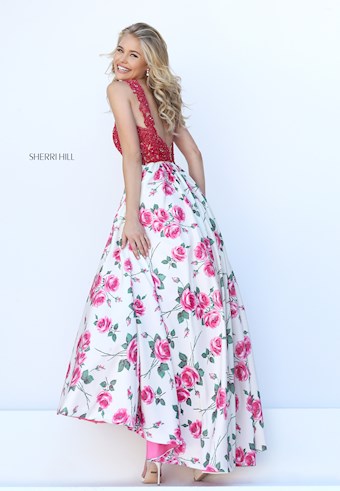 Sherri Hill 50481 #7 Pink/Ivory Print vertical thumbnail