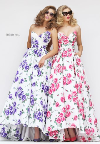 Sherri Hill 50482 #5 Ivory/Pink Print Ivory/Purple Print vertical thumbnail
