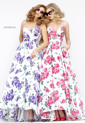 Sherri Hill 50482 #12 Ivory/Pink Print Ivory/Purple Print vertical thumbnail