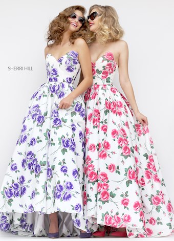 Sherri Hill 50482 #11 Ivory/Pink Print Ivory/Purple Print vertical thumbnail