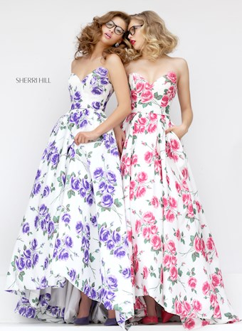 Sherri Hill 50482 #9 Ivory/Pink Print Ivory/Purple Print vertical thumbnail