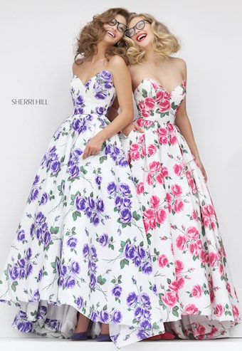 Sherri Hill 50482 #13 Ivory/Pink Print Ivory/Purple Print vertical thumbnail