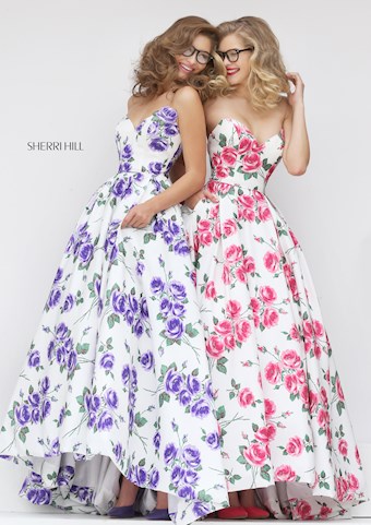 Sherri Hill 50482 #21 Ivory/Pink Print Ivory/Purple Print vertical thumbnail