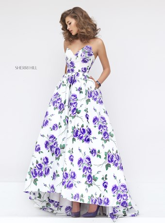 Sherri Hill 50482 #15 Ivory/Purple Print vertical thumbnail