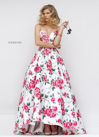 Sherri Hill 50482 #20 Ivory/Pink Print vertical thumbnail