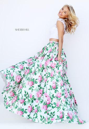 Sherri Hill 50492 #1 Ivory/Pink Print vertical thumbnail