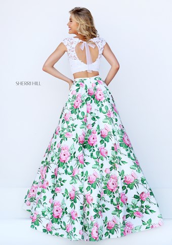 Sherri Hill 50492 #2 Ivory/Pink Print vertical thumbnail