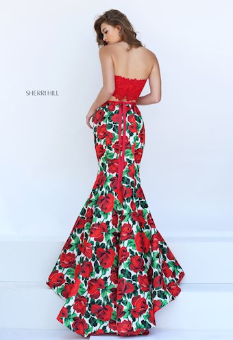 Sherri Hill 50493 #1 Red/Red Print vertical thumbnail