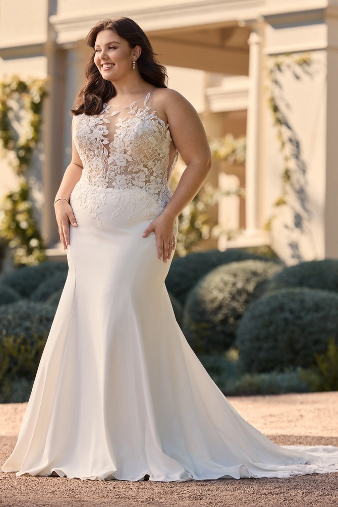 High Illusion Neckline Bridal Gown | Sophia Tolli Coral Y3161FI