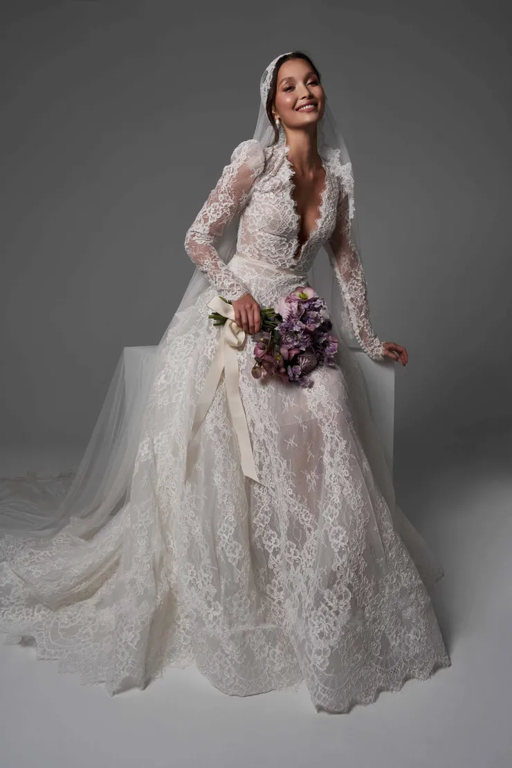 blue dress for baby girl Watters Traditional Wedding Dresses With Detachable Sleeves main image 0