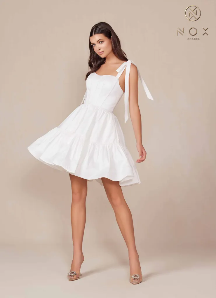 Semi Formal Classy Elegant White Cocktail Dress Nux Anabel Monica's T869W  Monica's