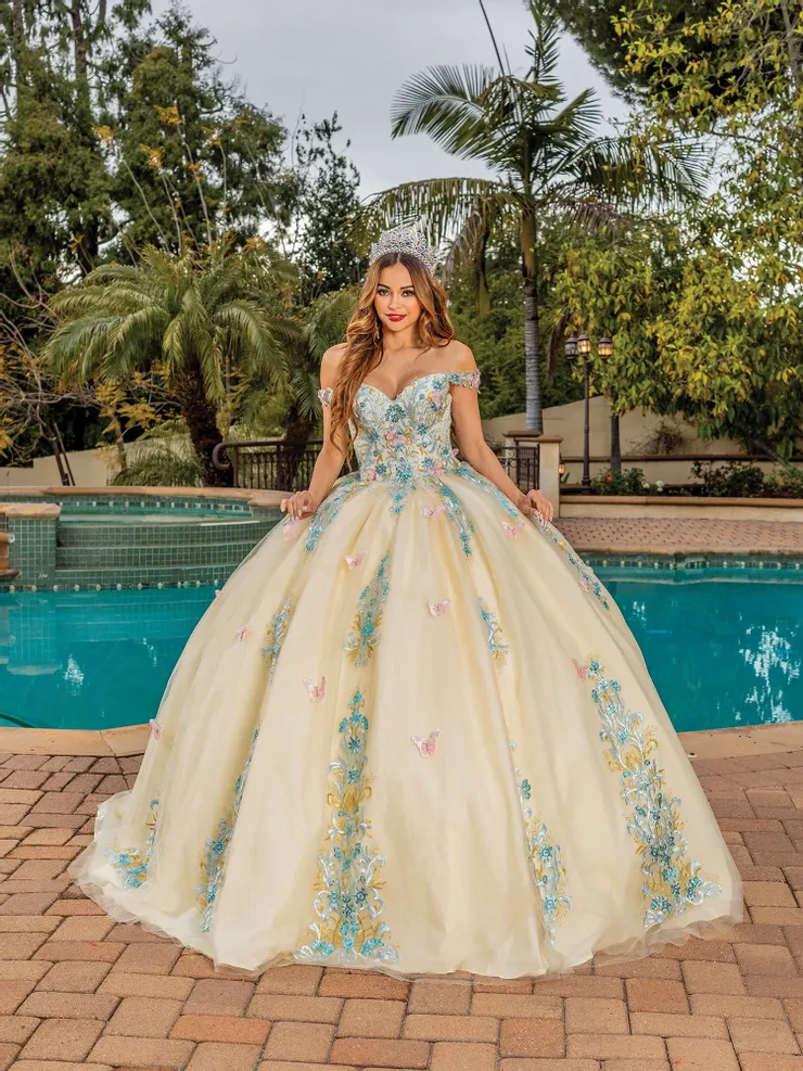 slim fit dress slacks Glitter Gold Ball Gown Off The Shoulder Quinceanera Dress Formal Dress main image 1