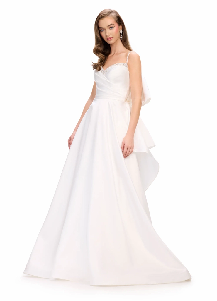 Ashley Lauren Style #11769 Satin Ball Gown with Sweetheart Neckline and Oversized Bow #1 frontface vertical picture