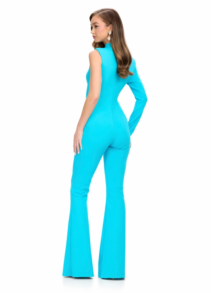 Ashley Lauren Style #11764 One Shoulder Scuba Jumpsuit with Cut-Out #3 backface vertical picture