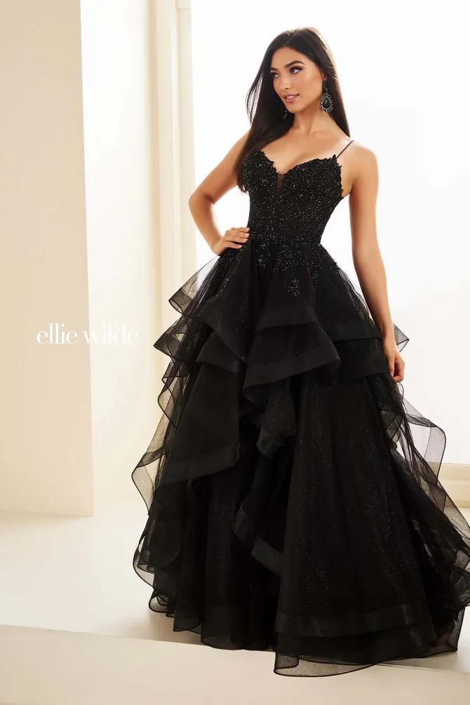 Ellie Wilde EW35206 Ballgown with Plunging Neckline