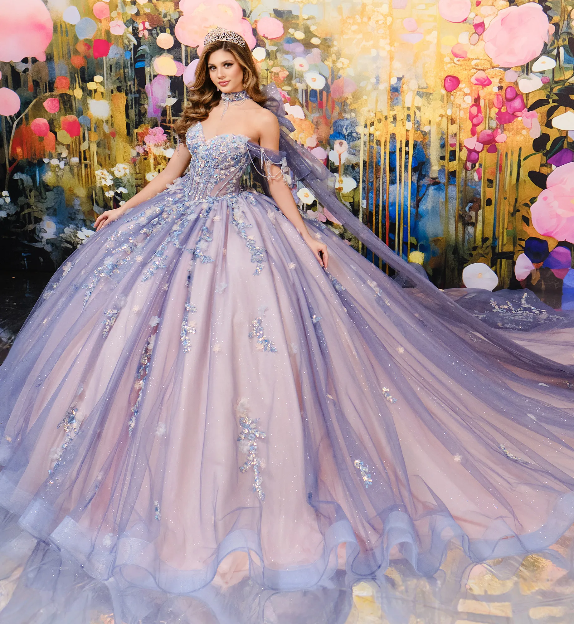 open lace back dress Princesa PR30174 Long Quinceanera Dress– PromGirl main image 0