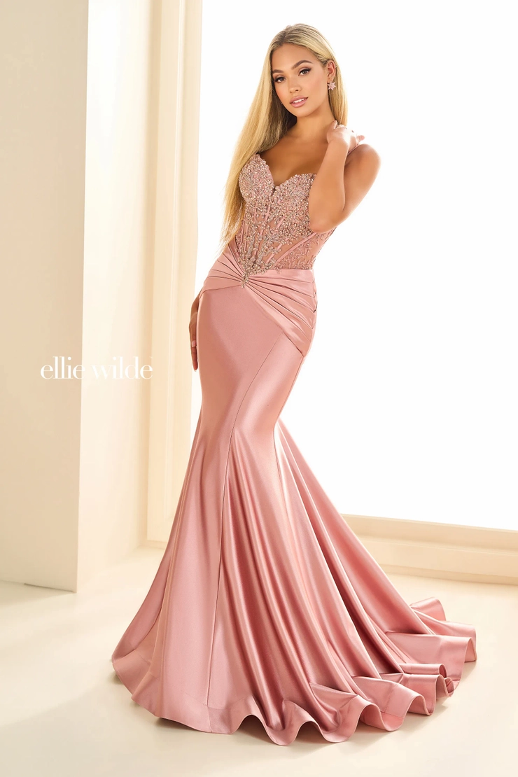 EW36004 Elegant mermaid gown with sweetheart neckline and beaded lace details #2 Rose Gold frontface vertical picture