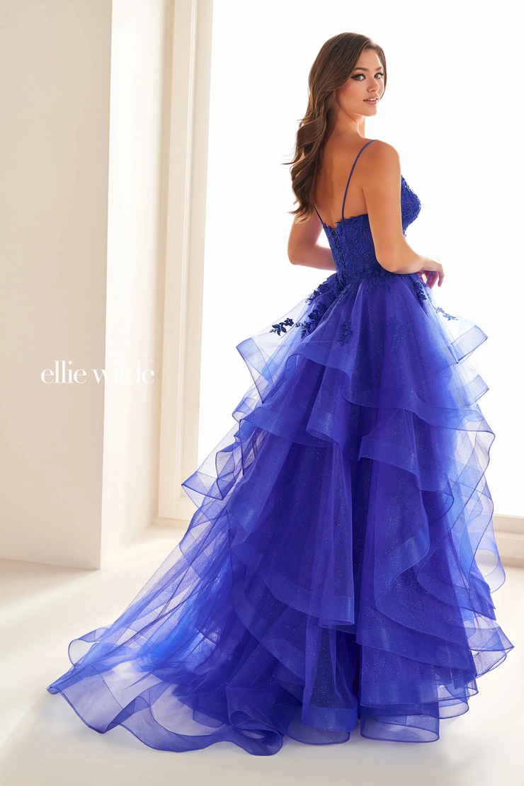 EW36203 Fairytale ball gown with sweetheart neckline and sparkling tulle skirt #3 default Royal Blue backface vertical picture
