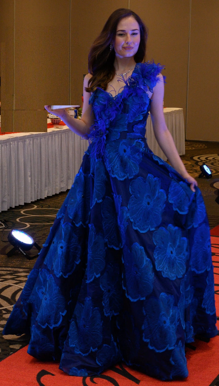knox rose blue dress Azure Luxury Embroidered Collection – myshopusa.com main image 0