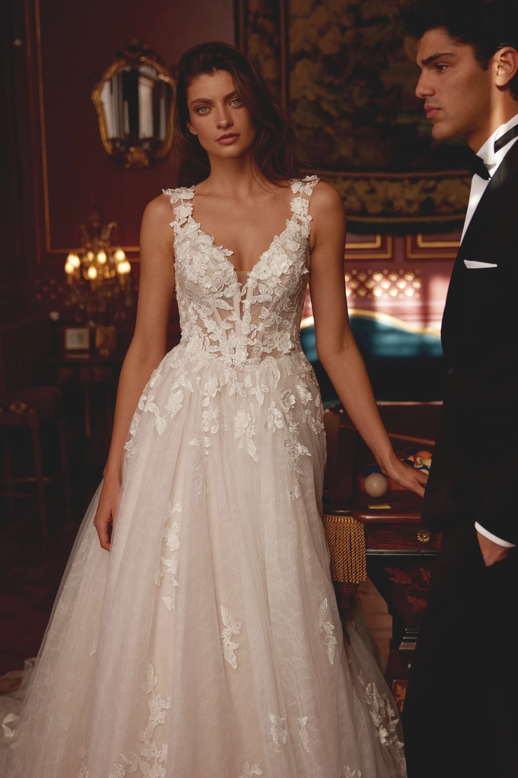 ANDRÉSD damask gather dress Justin Alexander | The Dress Shop - 88428 | The Dress Shop