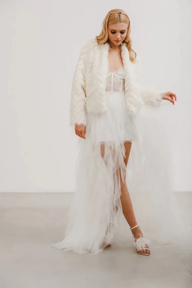 Anna Fur ジャケット Heirloom Bridal - Anna Faux Fur Jacket | Sheryl Giles Bridal