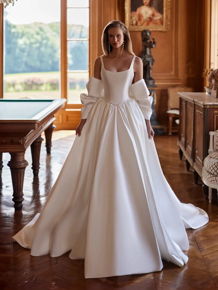 moonlight bridesmaid dresses Juliet Moonlight Organza Corset Gown with Slit
