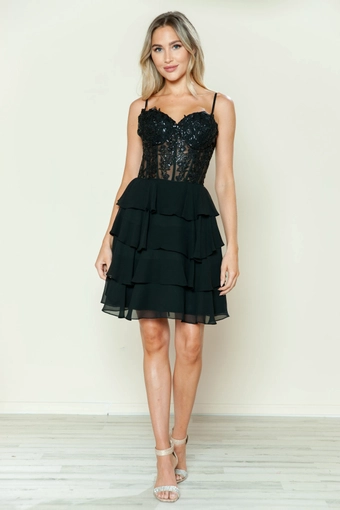 Short Dresses Style #9494 #0 default Black frontface vertical thumbnail