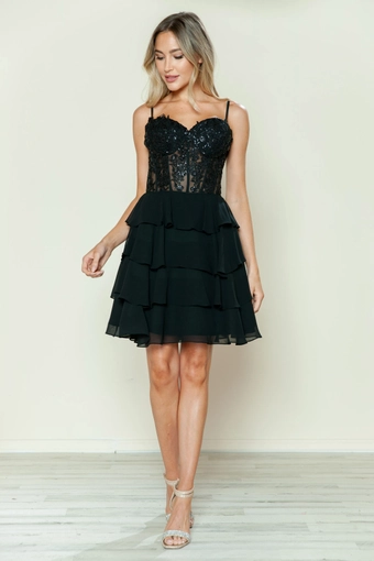 Short Dresses Style #9494 #6 Black frontface vertical thumbnail
