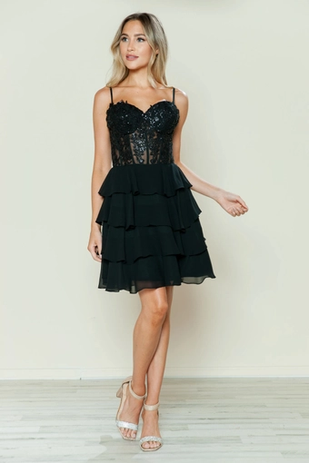 Short Dresses Style #9494 #8 Black frontface vertical thumbnail