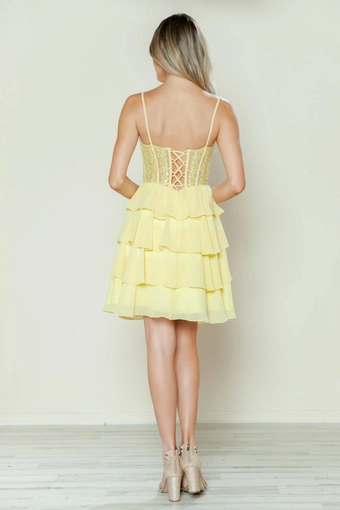 Short Dresses Style #9494 #40 Yellow backface vertical thumbnail