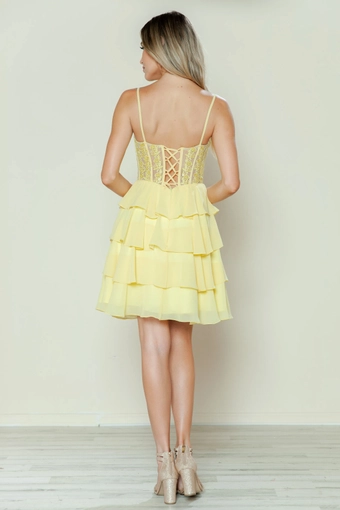 Short Dresses Style #9494 #38 Yellow backface vertical thumbnail