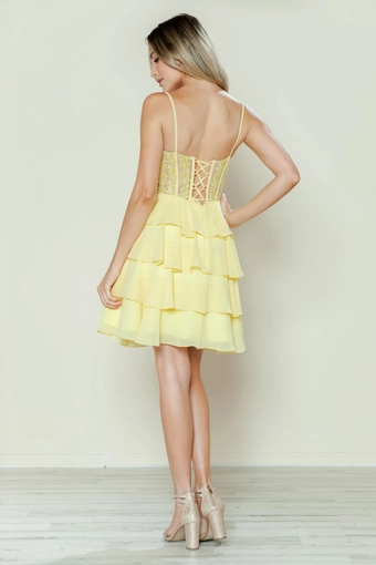 Short Dresses Style #9494 #34 Yellow backface vertical thumbnail