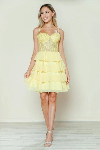 Short Dresses Style #9494 #2 Yellow frontface vertical thumbnail