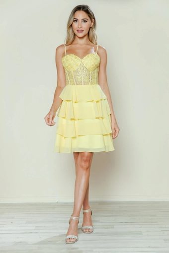 Short Dresses Style #9494 #17 Yellow frontface vertical thumbnail