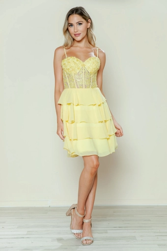 Short Dresses Style #9494 #21 Yellow frontface vertical thumbnail