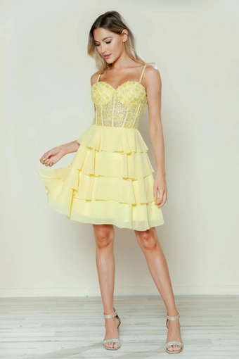 Short Dresses Style #9494 #13 Yellow frontface vertical thumbnail