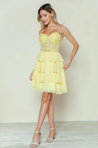 Short Dresses Style #9494 #10 Yellow frontface vertical thumbnail