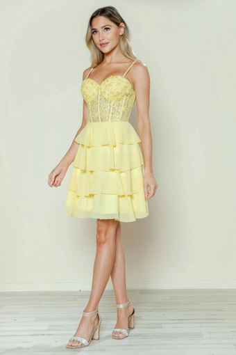 Short Dresses Style #9494 #24 Yellow frontface vertical thumbnail