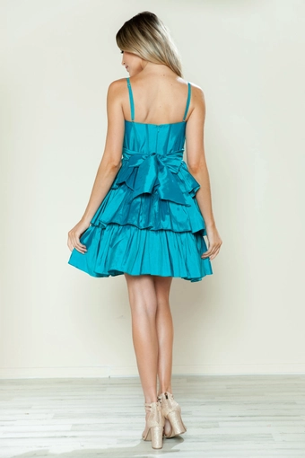 Short Dresses Style #9590 #26 Teal backface vertical thumbnail