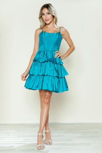 Short Dresses Style #9590 #6 Teal frontface vertical thumbnail