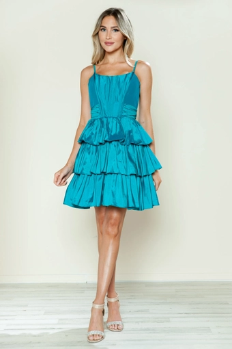 Short Dresses Style #9590 #17 Teal frontface vertical thumbnail