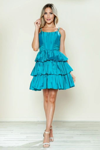 Short Dresses Style #9590 #4 Teal frontface vertical thumbnail