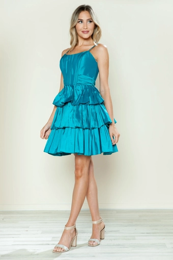 Short Dresses Style #9590 #7 Teal frontface vertical thumbnail