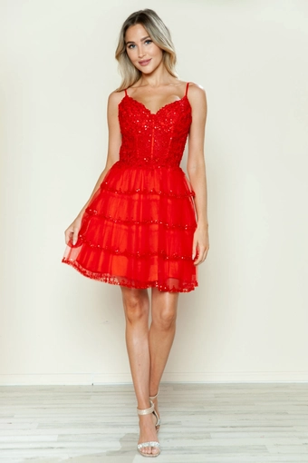 Short Dresses Style #9592 #0 default Red frontface vertical thumbnail