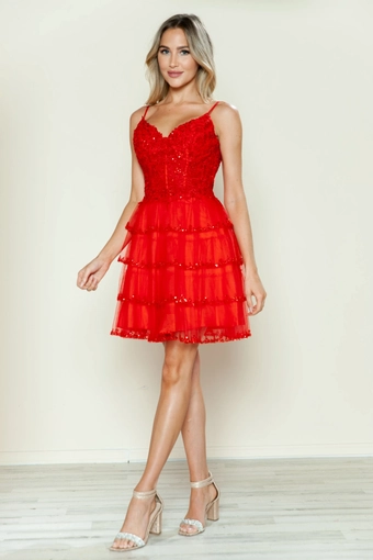 Short Dresses Style #9592 #15 Red frontface vertical thumbnail