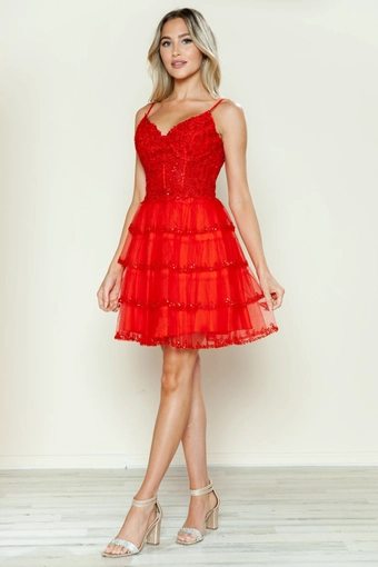 Short Dresses Style #9592 #3 Red frontface vertical thumbnail