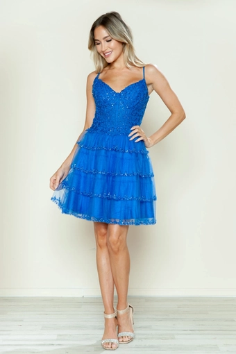 Short Dresses Style #9592 #11 Royal frontface vertical thumbnail