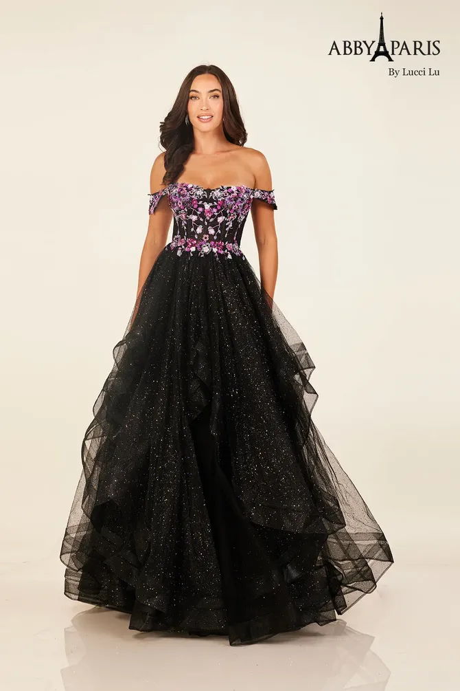 Abby Paris 90295 Black Prom Dress main image 1