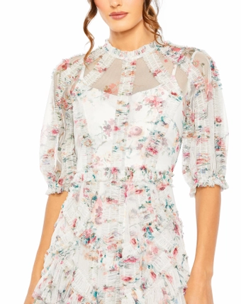 Mac Duggal Style #80111 #4 Ecru Multi frontface vertical cropped thumbnail