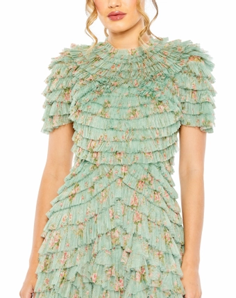 Mac Duggal Style 8014 #4 Sage Multi frontface vertical cropped thumbnail